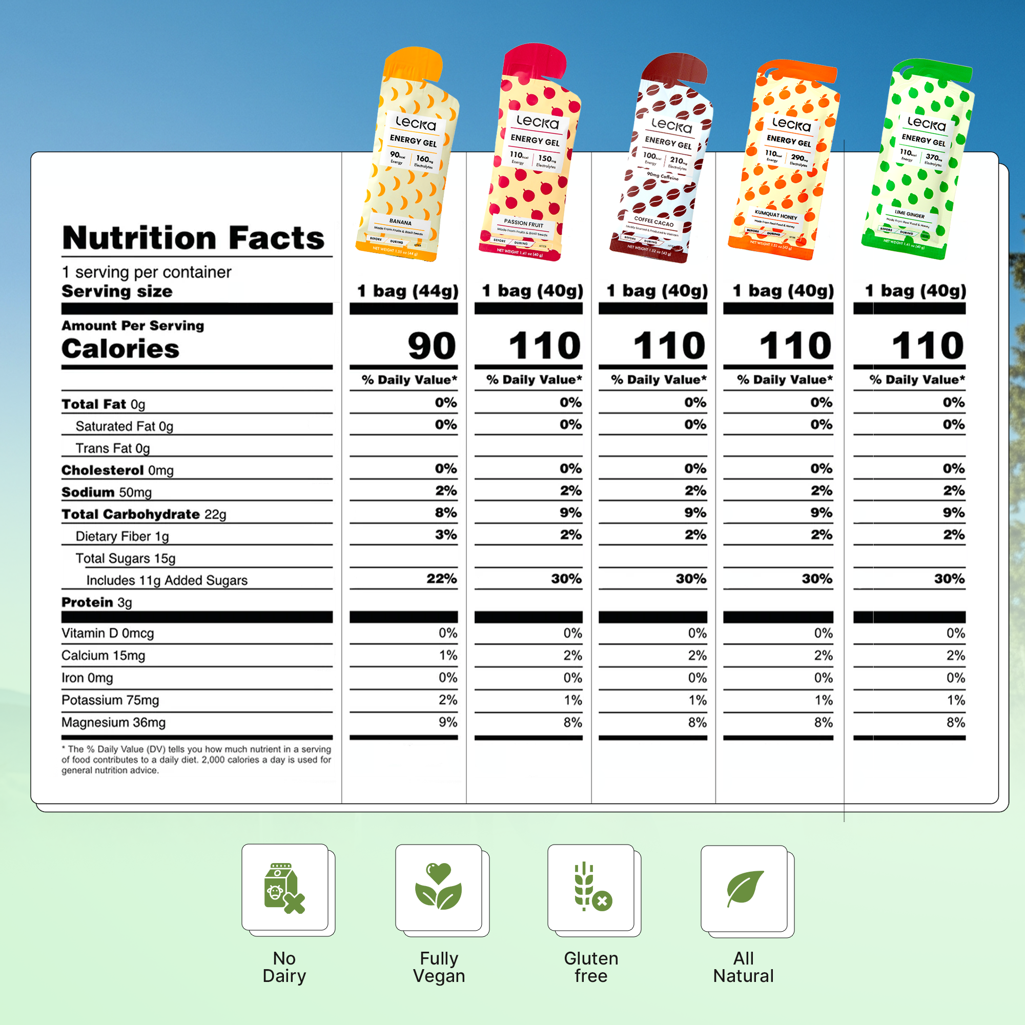 Lecka Energie Gel Variety Pack (5 Sorten)